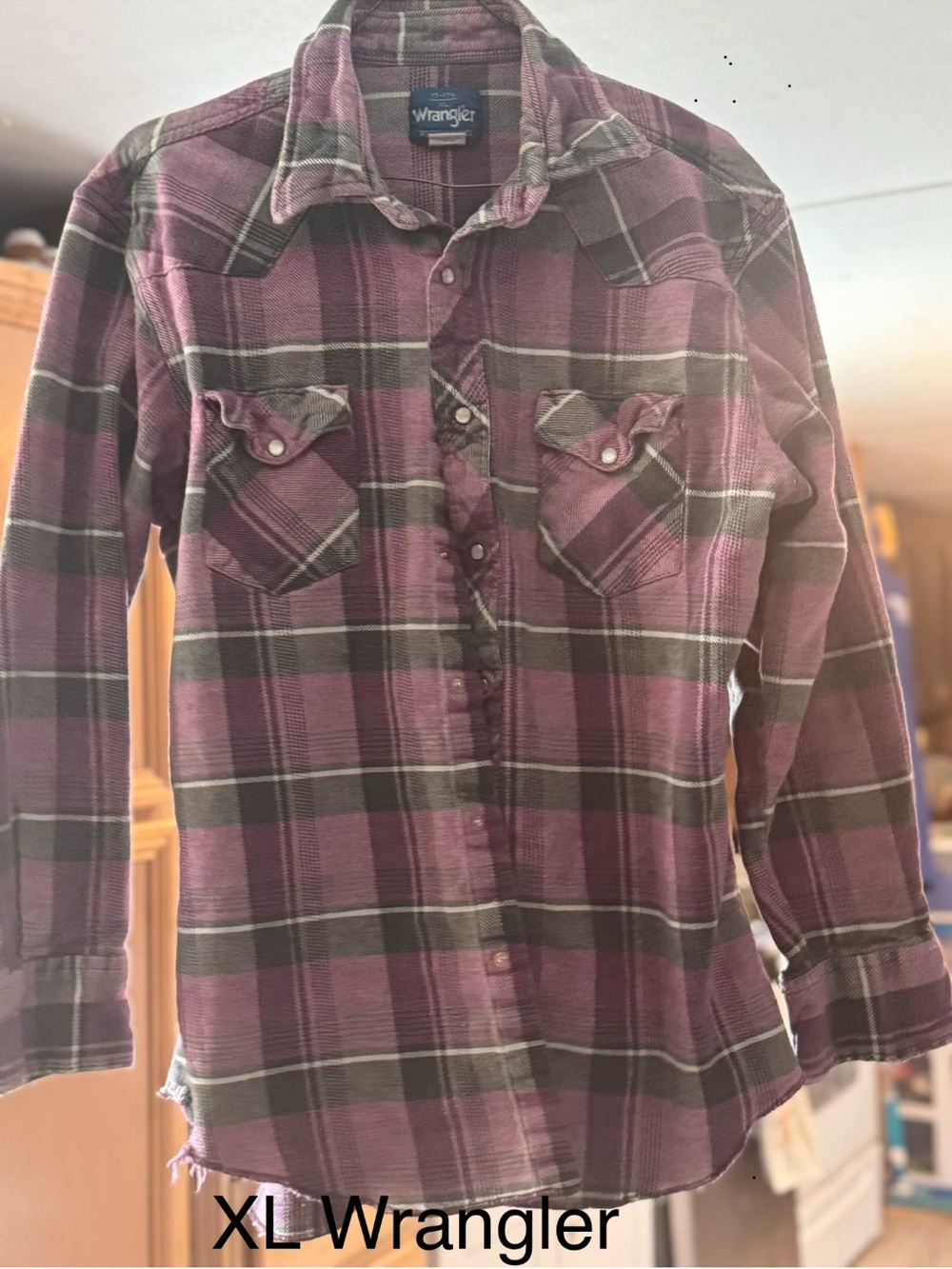 Wrangler Girls' Purple and Black Plaid Button-Down Shirt